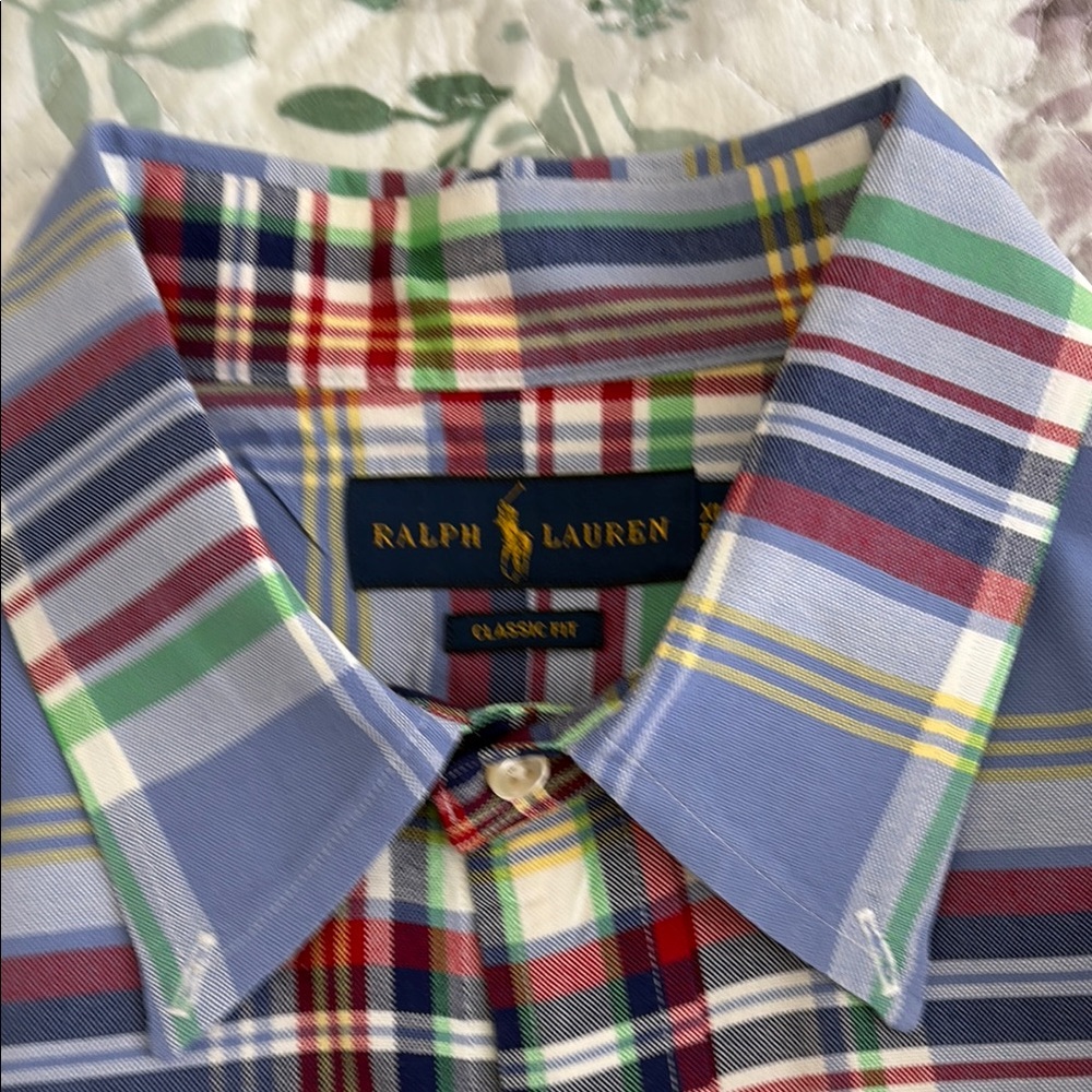 Ralph Lauren Blue and Red Casual Button Down Shirt - Picture 2 of 6